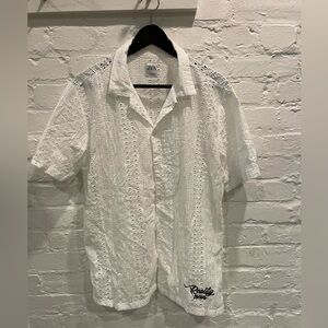 Zara white short sleeve button down shirt.